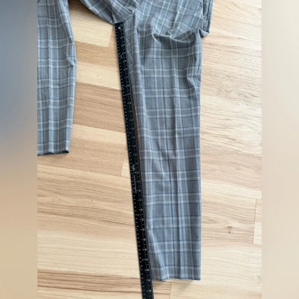 Theory Crop Plaid Grey/ Blue Pants Wool Blend Size 2